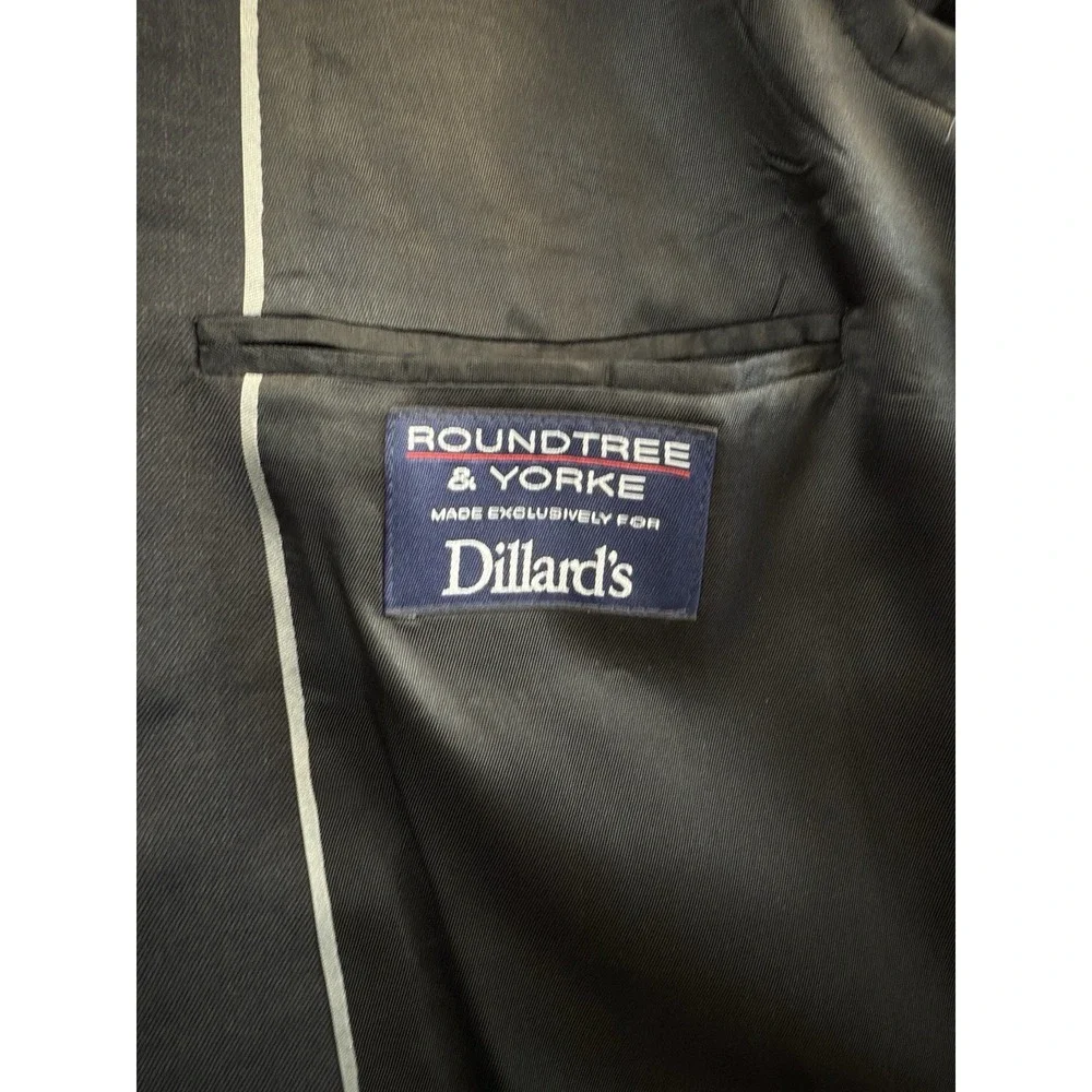Roundtree & Yorke Men's 42R Jacket Blazer Worsted‎ Wool Navy Blue Twill Vented